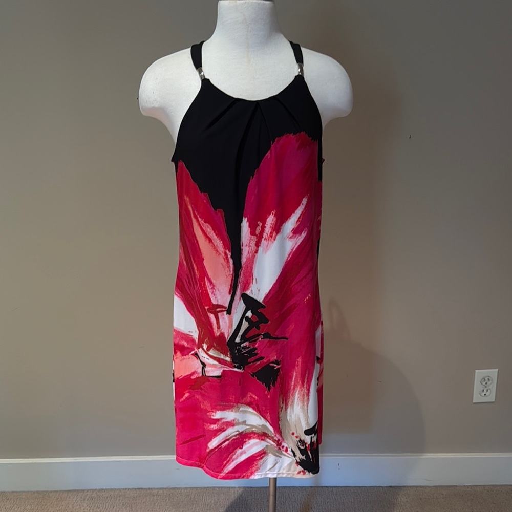 Chic Black and Pink Floral Dress